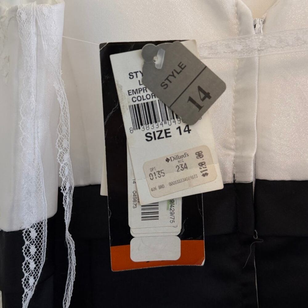 NWT JR Nites by Caliendo Midi Dress Womens Sz 14 White Black Formal Event Gala - Picture 13 of 13